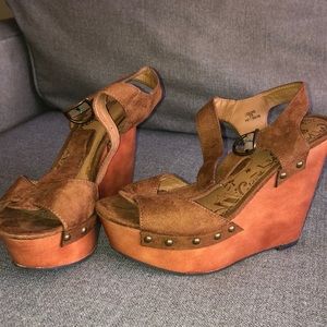 Suede wedge heels